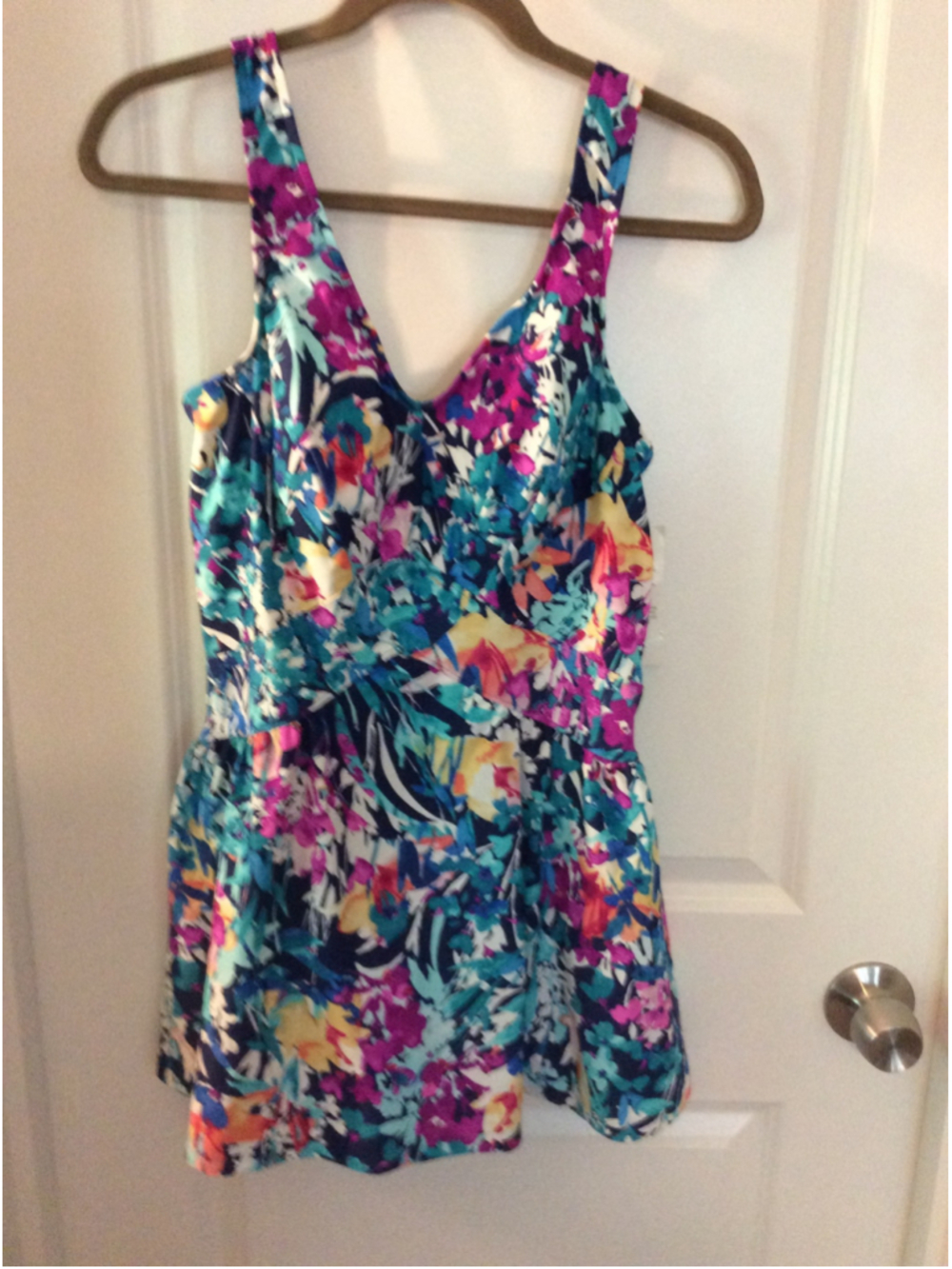 Women's Azul by Maxine of Hollywood Blue Floral One Piece Swimsuit Size 14